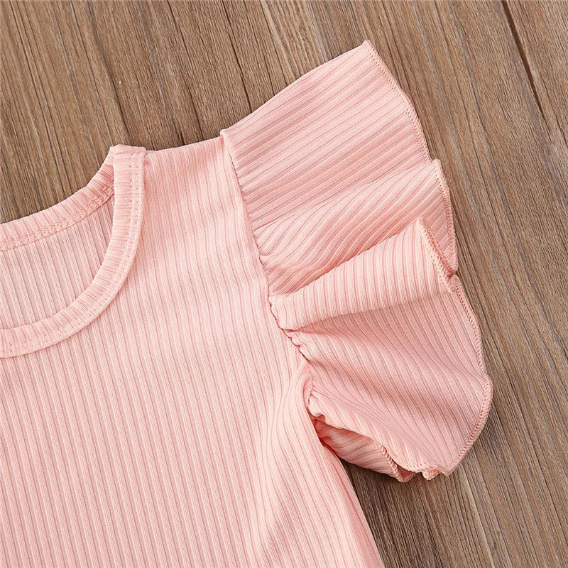 0-18months Newborn Baby Girl Rompers Ruffle Short Sleeve Bodysuit For Infant Girls Solid Black Pink White Summer