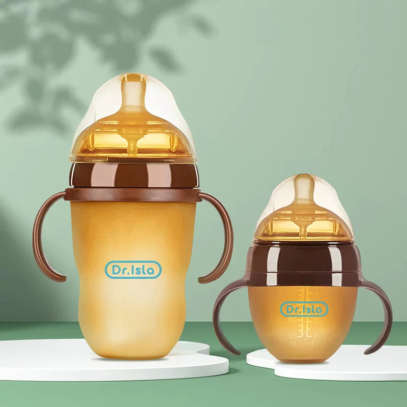 150ML/250ML Portable Baby Bottle Slicone Feeding Bottle With Handle Baby drop-resistant Bottles Newborn Bottle