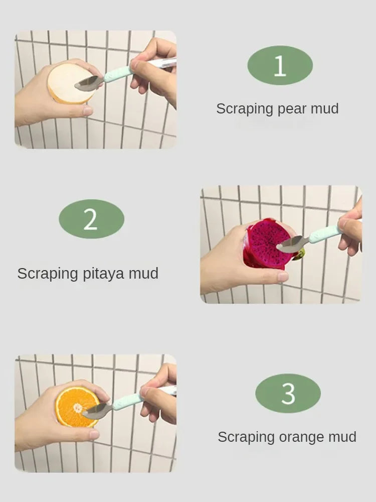 Fruit Scraping Mud Spoon Baby Food Feeding Spoon Two Heads Soft Silicone Easy To Eat Fruit Spoon Baby Feeder Utensils