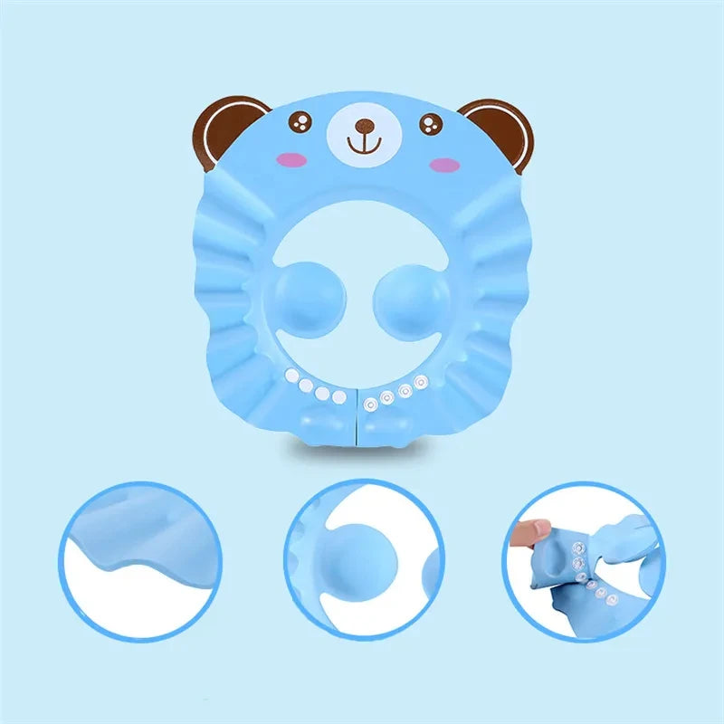 Baby Shower Soft Cap Adjustable Hair Wash Hat for Kids Ear Protection Safe Children Shampoo Bathing Shower Protect