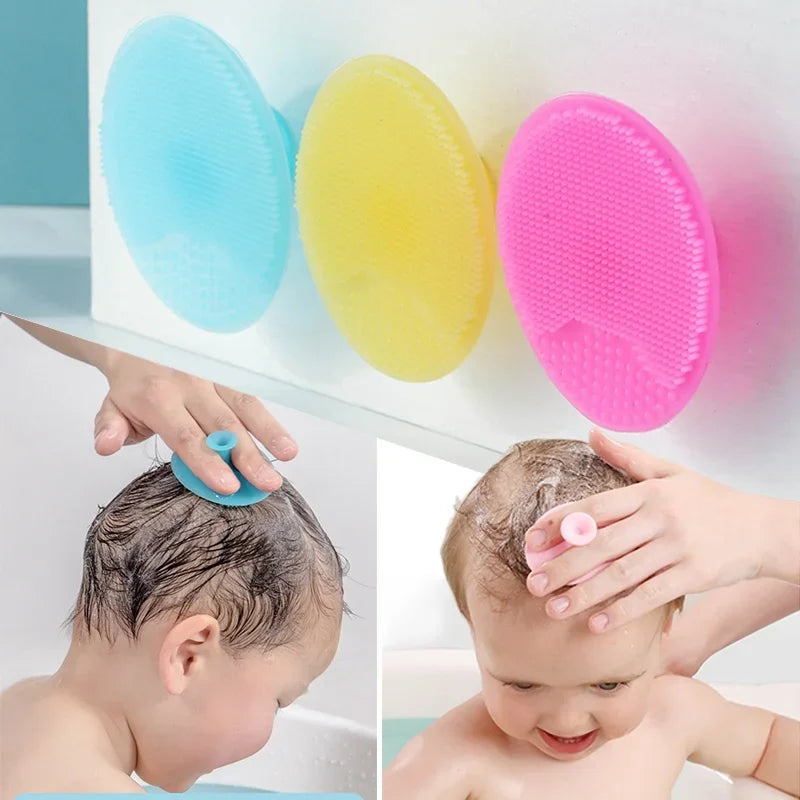 Silicone Shampoo Brush for Baby Infant Bathing Soft Silicone Boys Kids Shower Brush Head Hair Washing Massage Brushes