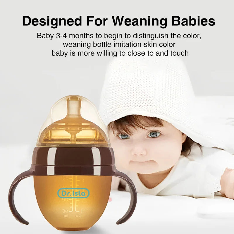 150ML/250ML Portable Baby Bottle Slicone Feeding Bottle With Handle Baby drop-resistant Bottles Newborn Bottle