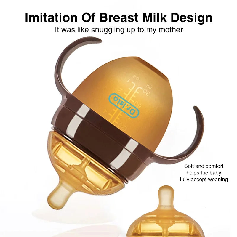 150ML/250ML Portable Baby Bottle Slicone Feeding Bottle With Handle Baby drop-resistant Bottles Newborn Bottle