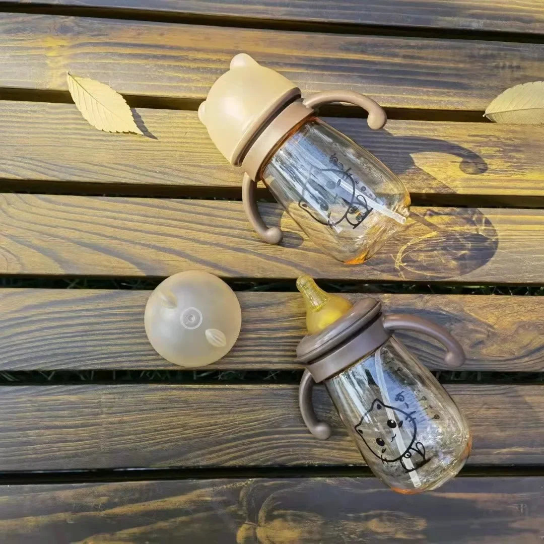 300ML Baby Bottle Feeding Cup PPSU Infant Drop-proof Baby Wide-caliber Milk Bottle Childrens Drinking Cup Straw