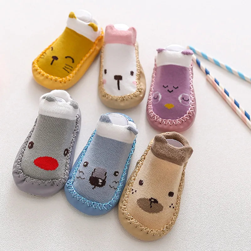 Baby Socks Slippers With Rubber Soles Girl Boy Infant Newborn Children Floor Socks Shoes Anti Slip Soft Sole Toddlers