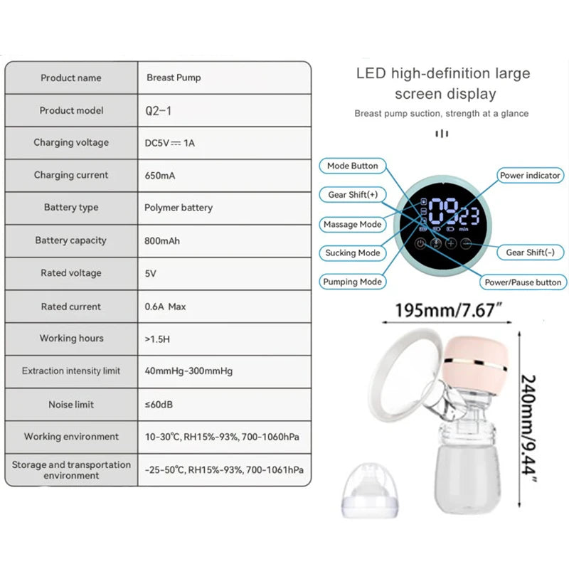 New Electric Breast Pump Machine With Suction For Breast Milk Postpartum Massage Painless And Silent Breast Pump