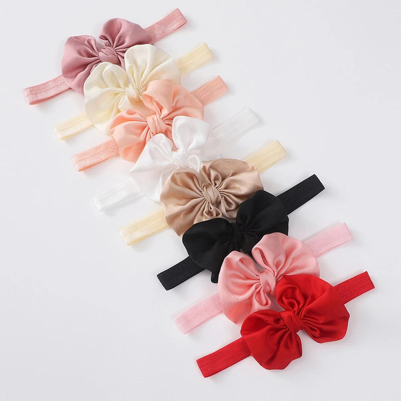 2Pcs Baby Bow Headband Socks Set Toddler Girls Solid Color Bowknot Elastic Hairband Turban Soft Anti-Slip Socks Kids