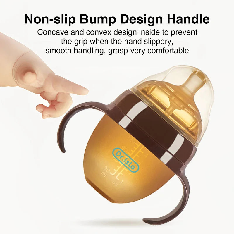 150ML/250ML Portable Baby Bottle Slicone Feeding Bottle With Handle Baby drop-resistant Bottles Newborn Bottle