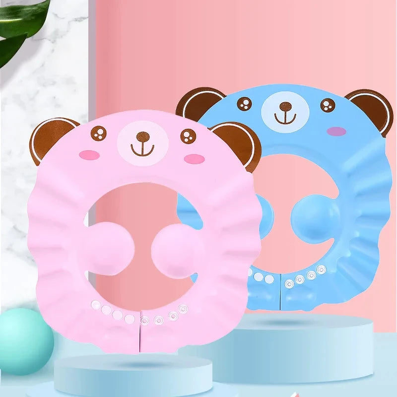 Baby Shower Soft Cap Adjustable Hair Wash Hat for Kids Ear Protection Safe Children Shampoo Bathing Shower Protect