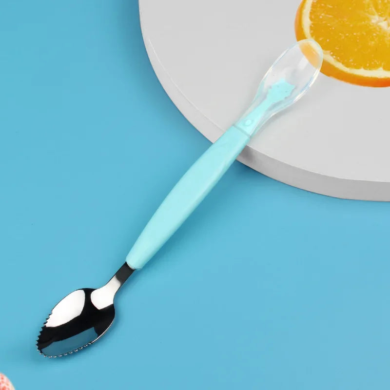 Fruit Scraping Mud Spoon Baby Food Feeding Spoon Two Heads Soft Silicone Easy To Eat Fruit Spoon Baby Feeder Utensils