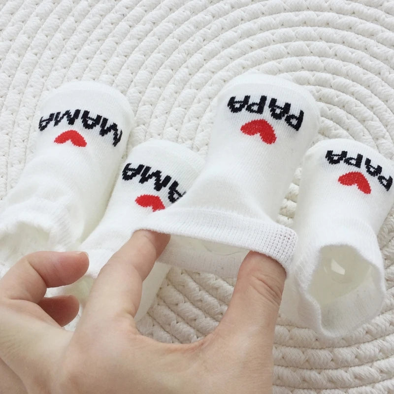 2Pairs Newborn Baby Girls Boys Socks White Cute Love MAMA PAPA  Bebe Cotton Socks Gift Toddler Crew Socks