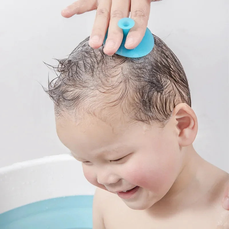 Silicone Shampoo Brush for Baby Infant Bathing Soft Silicone Boys Kids Shower Brush Head Hair Washing Massage Brushes