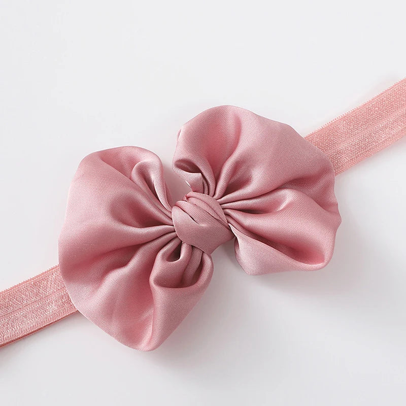 2Pcs Baby Bow Headband Socks Set Toddler Girls Solid Color Bowknot Elastic Hairband Turban Soft Anti-Slip Socks Kids