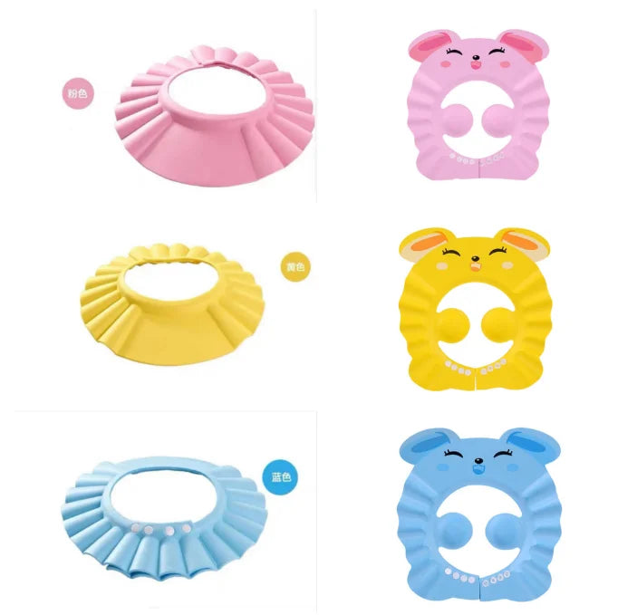 Baby Shower Soft Cap Adjustable Hair Wash Hat for Kids Ear Protection Safe Children Shampoo Bathing Shower Protect