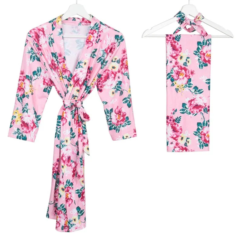 Beautifully Designed Postpartum Hospital Robe, Baby Wrap & Headband Set  Trendy Gift Idea for Moms-to-Be on Their